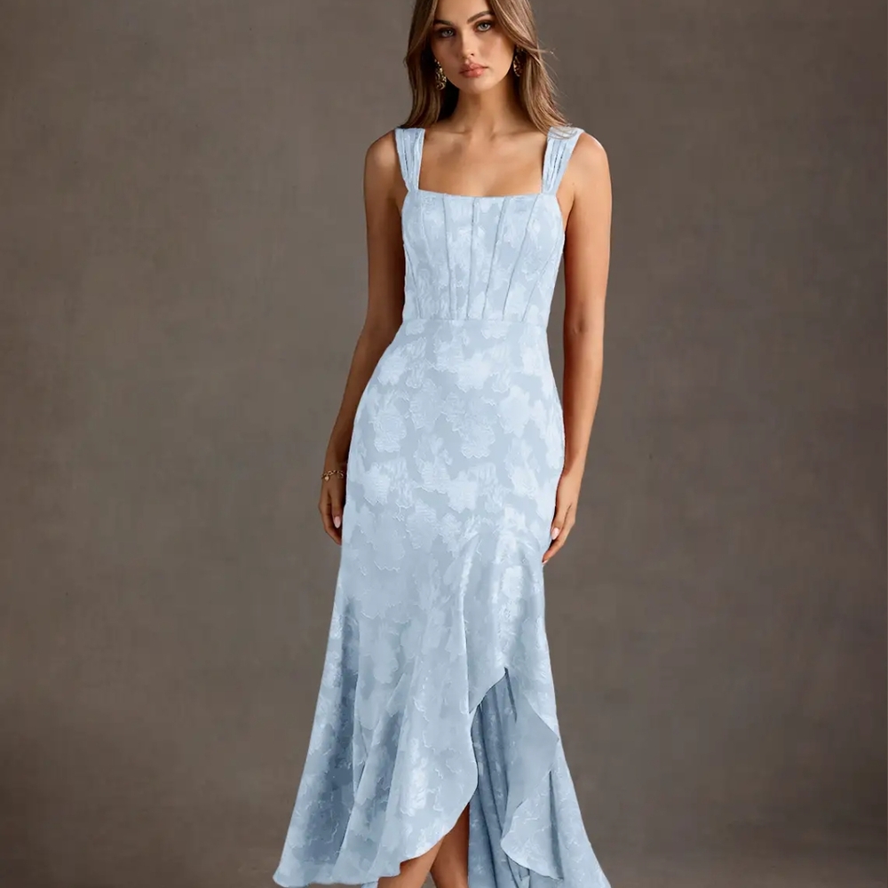 Elegant Blue Sleeveless Dress